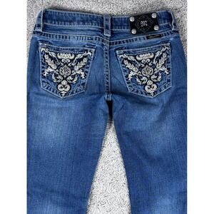 Miss Me Jeans Womens Size‎ 28 Boot Cut Denim Embellished Pockets Dark Wash